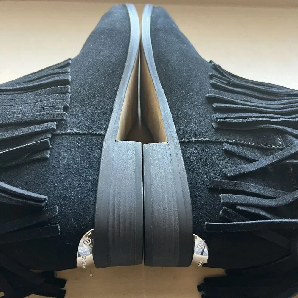 Michael Kors Silver Studded Black Suede Boots Fringe Western Cowgirl Women 8.5 - Picture 14 of 16